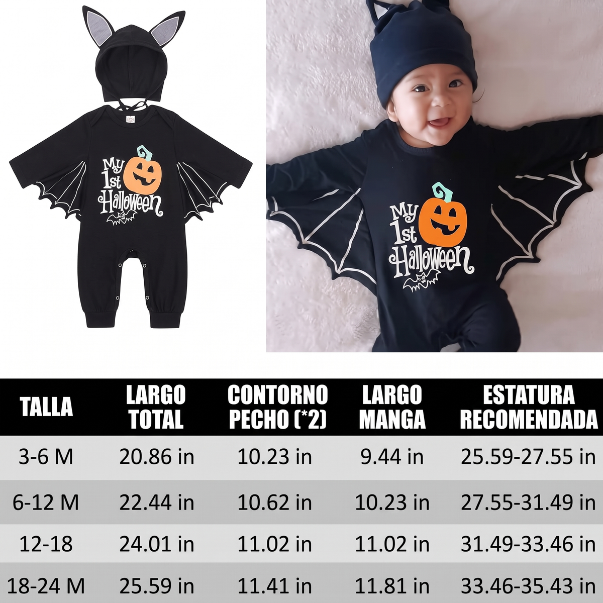 Pelele Murciélago Bebé con Alas y Capucha